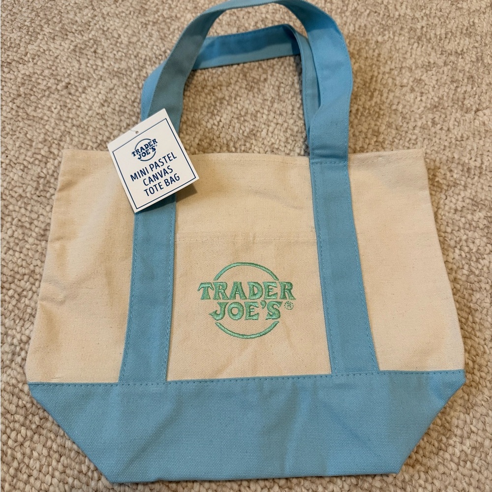 Blue Trader Joe's Mini Canvas Tote (NWT)